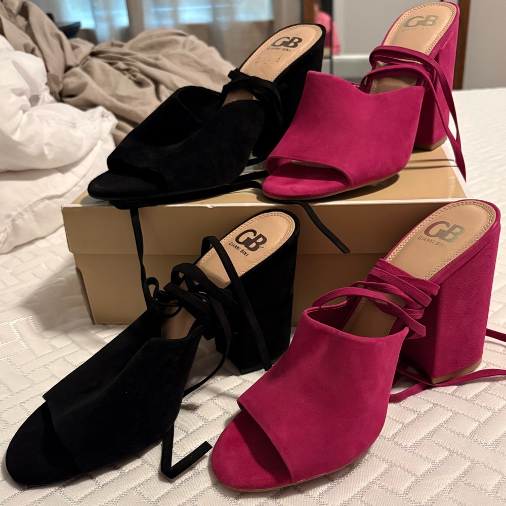 Gianni Bini suede ankle tie heel PINK SET ONLY